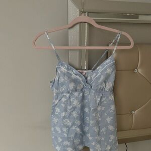 vintage victoria’s secret blue floral babydoll top 🏹